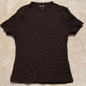 TRUTH Dark Brown Textured Short Sleeve Crewneck Top